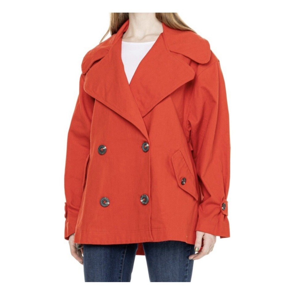 Free People Women's Highlands Relaxed Cotton Peacoat High Risk Red Sz Medium New